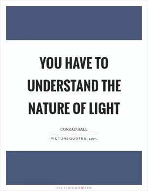 You have to understand the nature of light Picture Quote #1
