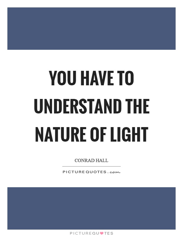 You have to understand the nature of light Picture Quote #1