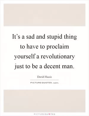 It’s a sad and stupid thing to have to proclaim yourself a revolutionary just to be a decent man Picture Quote #1