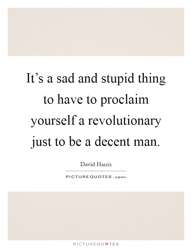 It's a sad and stupid thing to have to proclaim yourself a revolutionary just to be a decent man Picture Quote #1