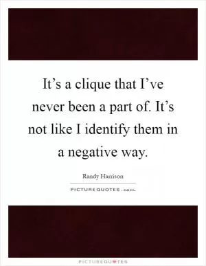 It’s a clique that I’ve never been a part of. It’s not like I identify them in a negative way Picture Quote #1
