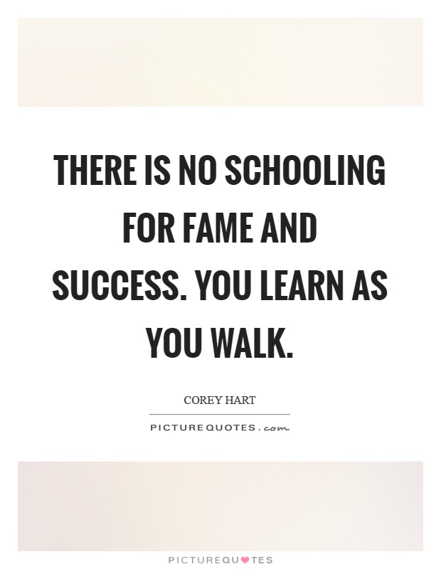 There is no schooling for fame and success. You learn as you walk Picture Quote #1