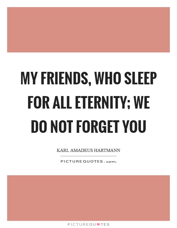 My friends, who sleep for all eternity; we do not forget you Picture Quote #1