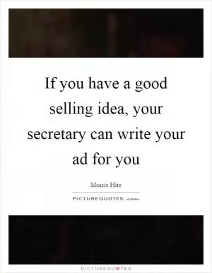 If you have a good selling idea, your secretary can write your ad for you Picture Quote #1