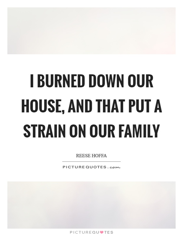 I burned down our house, and that put a strain on our family Picture Quote #1
