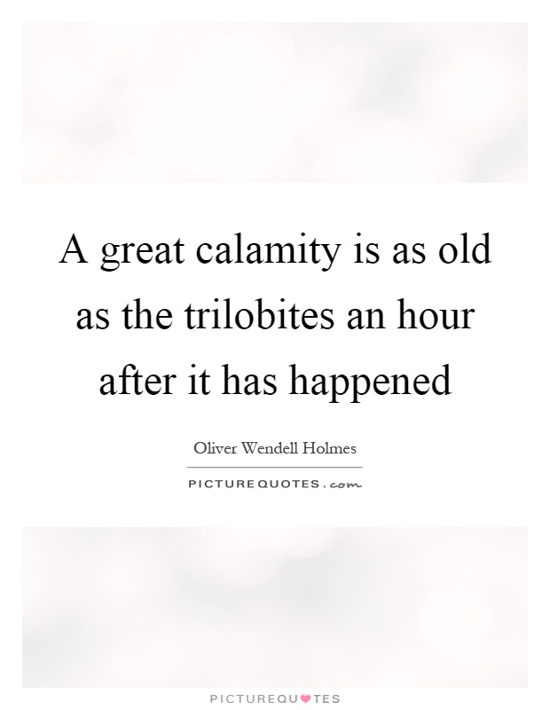A great calamity is as old as the trilobites an hour after it has happened Picture Quote #1