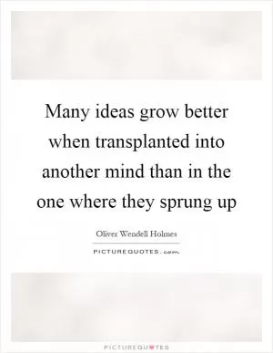 Many ideas grow better when transplanted into another mind than in the one where they sprung up Picture Quote #1