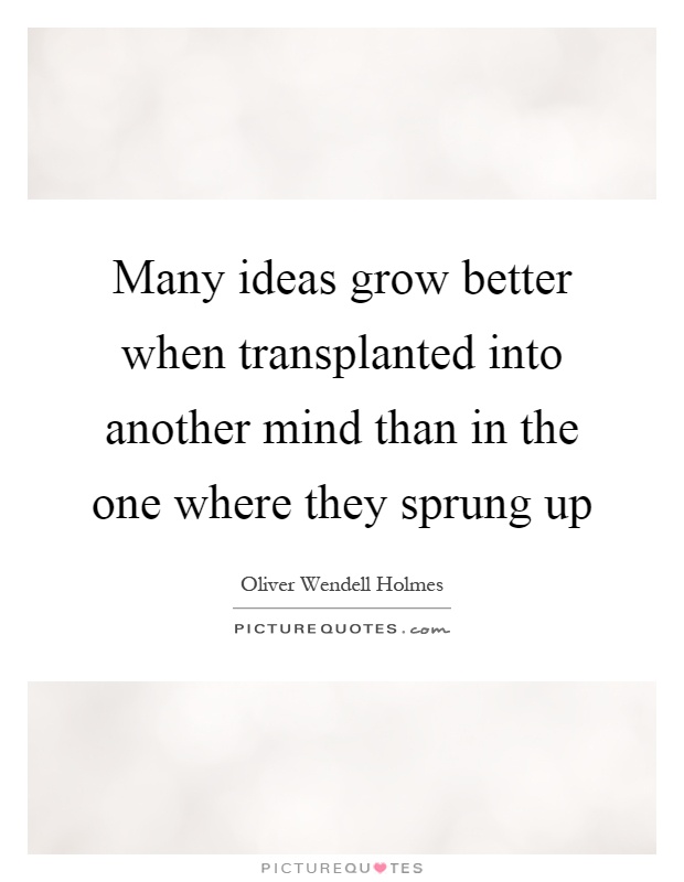 Many ideas grow better when transplanted into another mind than in the one where they sprung up Picture Quote #1