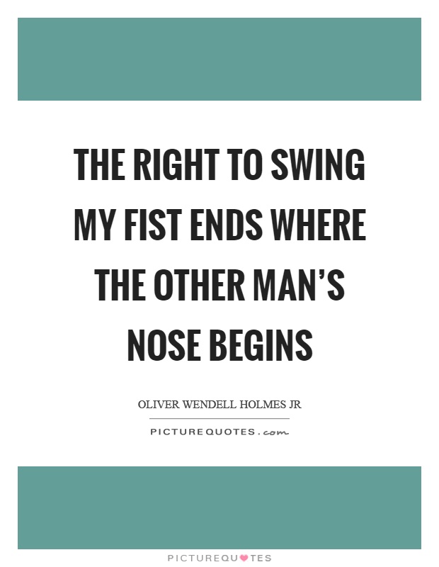 The right to swing my fist ends where the other man's nose begins Picture Quote #1