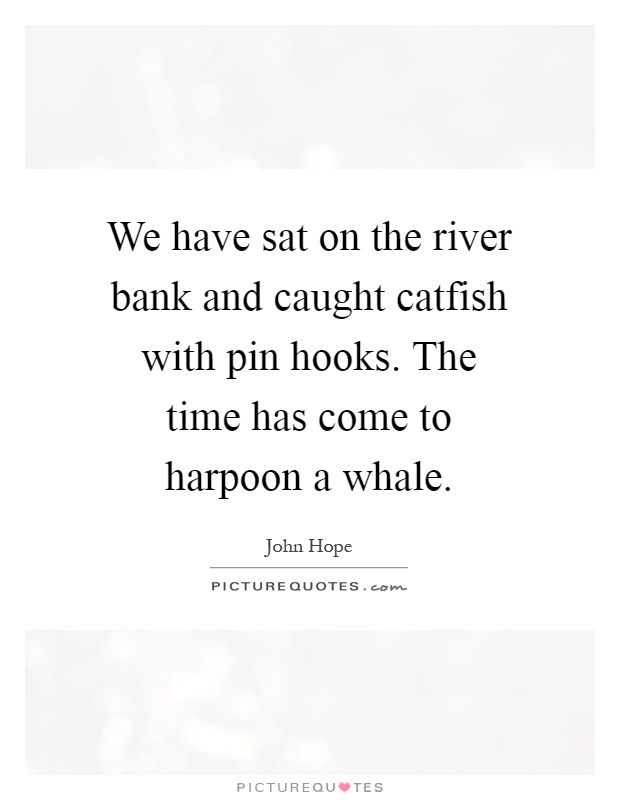 We have sat on the river bank and caught catfish with pin hooks. The time has come to harpoon a whale Picture Quote #1