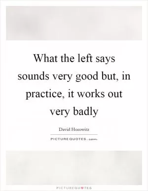 What the left says sounds very good but, in practice, it works out very badly Picture Quote #1