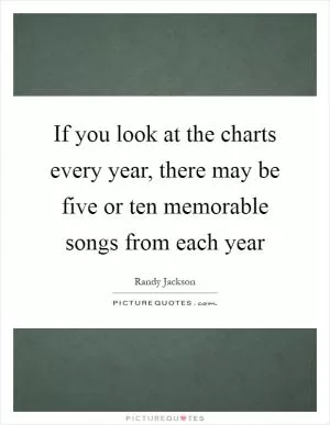 If you look at the charts every year, there may be five or ten memorable songs from each year Picture Quote #1