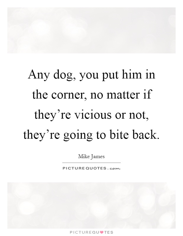 Any dog, you put him in the corner, no matter if they're vicious or not, they're going to bite back Picture Quote #1