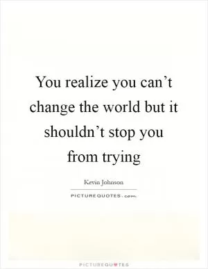 You realize you can’t change the world but it shouldn’t stop you from trying Picture Quote #1