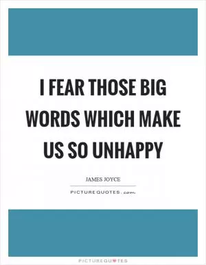 I fear those big words which make us so unhappy Picture Quote #1