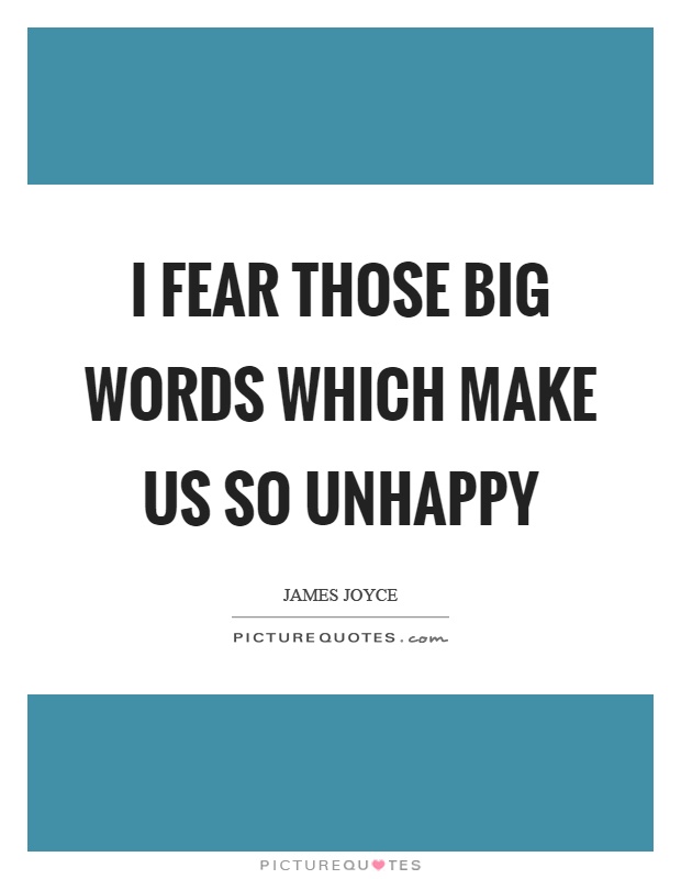I fear those big words which make us so unhappy Picture Quote #1