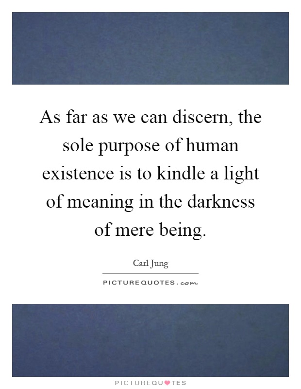 As far as we can discern, the sole purpose of human existence is to kindle a light of meaning in the darkness of mere being Picture Quote #1