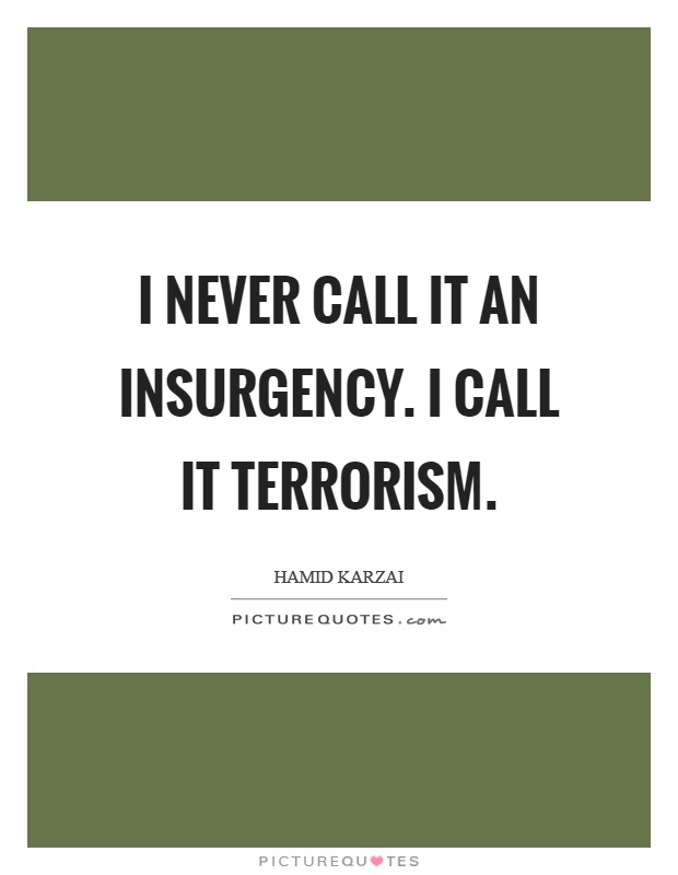 I never call it an insurgency. I call it terrorism Picture Quote #1