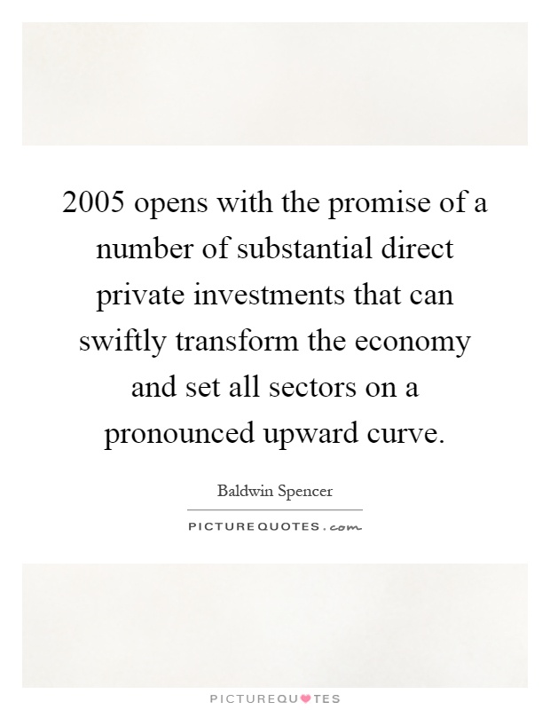 2005 opens with the promise of a number of substantial direct private investments that can swiftly transform the economy and set all sectors on a pronounced upward curve Picture Quote #1
