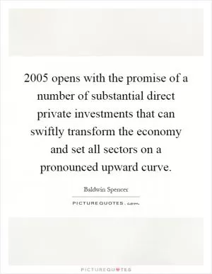 2005 opens with the promise of a number of substantial direct private investments that can swiftly transform the economy and set all sectors on a pronounced upward curve Picture Quote #1