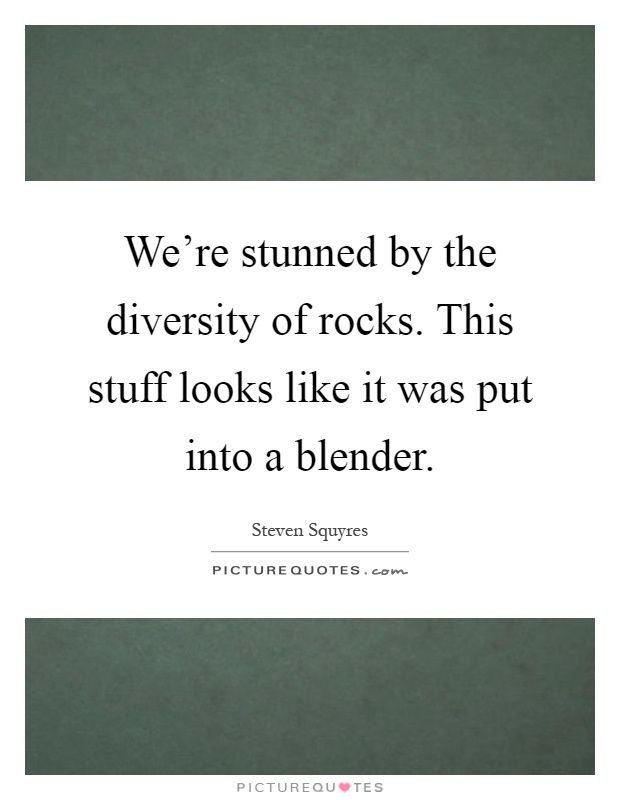 We're stunned by the diversity of rocks. This stuff looks like it was put into a blender Picture Quote #1