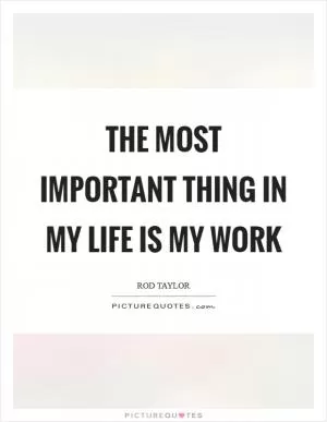 The most important thing in my life is my work Picture Quote #1
