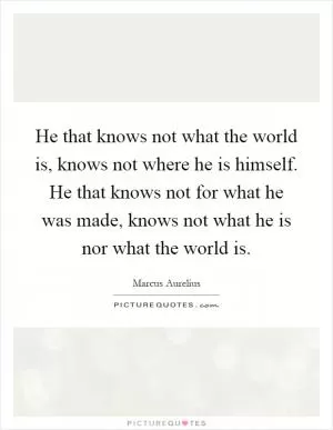 He that knows not what the world is, knows not where he is himself. He that knows not for what he was made, knows not what he is nor what the world is Picture Quote #1