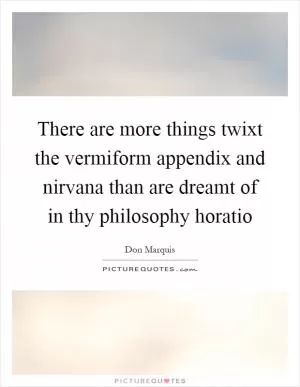 There are more things twixt the vermiform appendix and nirvana than are dreamt of in thy philosophy horatio Picture Quote #1