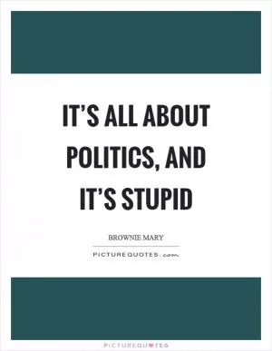 It’s all about politics, and it’s stupid Picture Quote #1