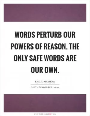 Words perturb our powers of reason. The only safe words are our own Picture Quote #1
