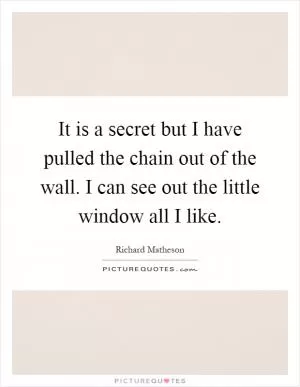 It is a secret but I have pulled the chain out of the wall. I can see out the little window all I like Picture Quote #1