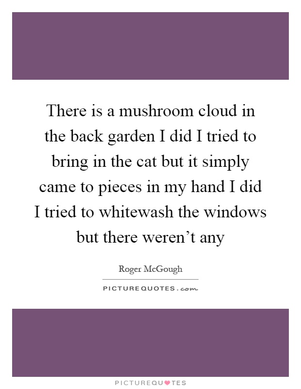 There is a mushroom cloud in the back garden I did I tried to bring in the cat but it simply came to pieces in my hand I did I tried to whitewash the windows but there weren't any Picture Quote #1