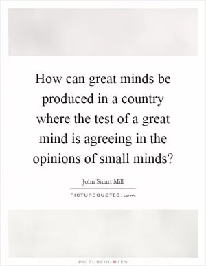 How can great minds be produced in a country where the test of a great mind is agreeing in the opinions of small minds? Picture Quote #1