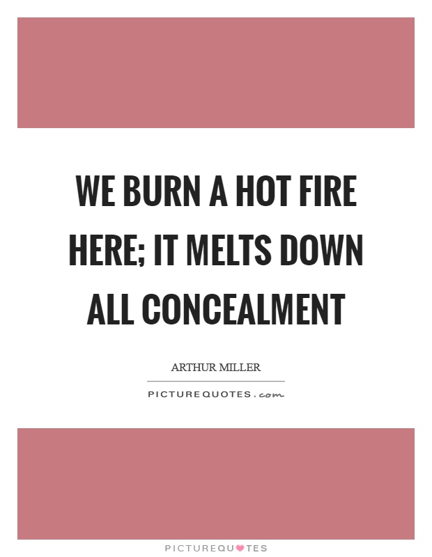 We burn a hot fire here; it melts down all concealment Picture Quote #1