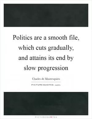 Politics are a smooth file, which cuts gradually, and attains its end by slow progression Picture Quote #1