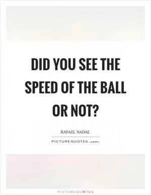 Did you see the speed of the ball or not? Picture Quote #1