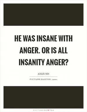 He was insane with anger. Or is all insanity anger? Picture Quote #1