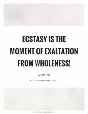 Ecstasy is the moment of exaltation from wholeness! Picture Quote #1