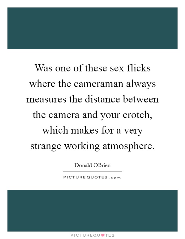 Was one of these sex flicks where the cameraman always measures the distance between the camera and your crotch, which makes for a very strange working atmosphere Picture Quote #1