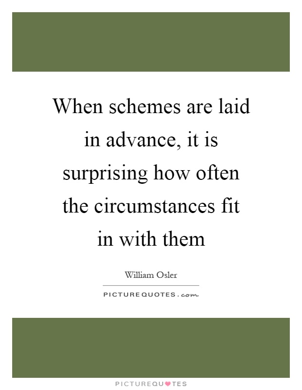 When schemes are laid in advance, it is surprising how often the circumstances fit in with them Picture Quote #1