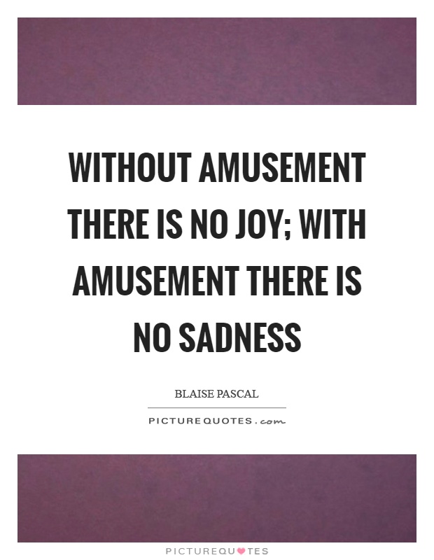 Without amusement there is no joy; with amusement there is no sadness Picture Quote #1