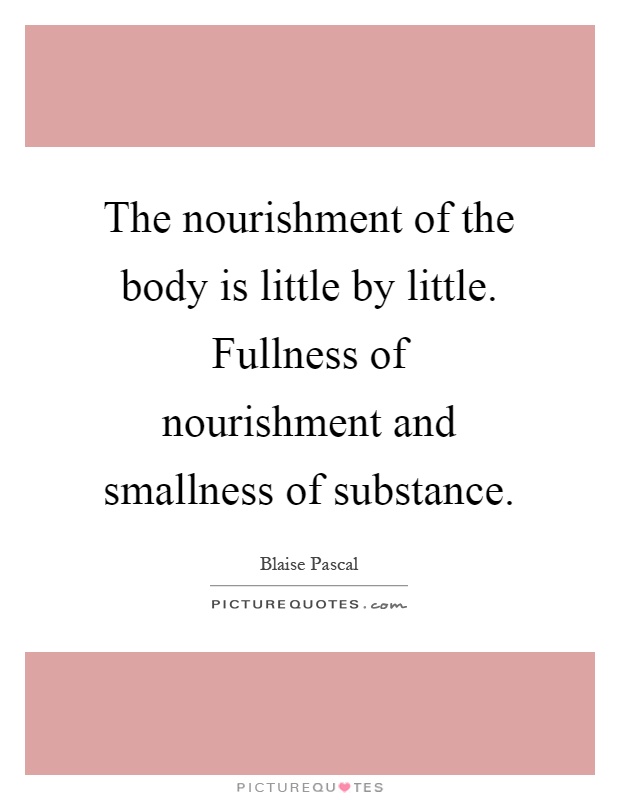 The nourishment of the body is little by little. Fullness of nourishment and smallness of substance Picture Quote #1