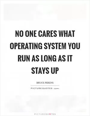 No one cares what operating system you run as long as it stays up Picture Quote #1