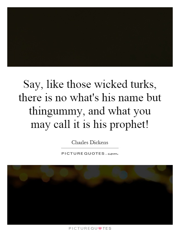 Say, like those wicked turks, there is no what's his name but thingummy, and what you may call it is his prophet! Picture Quote #1