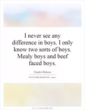 I never see any difference in boys. I only know two sorts of boys. Mealy boys and beef faced boys Picture Quote #1