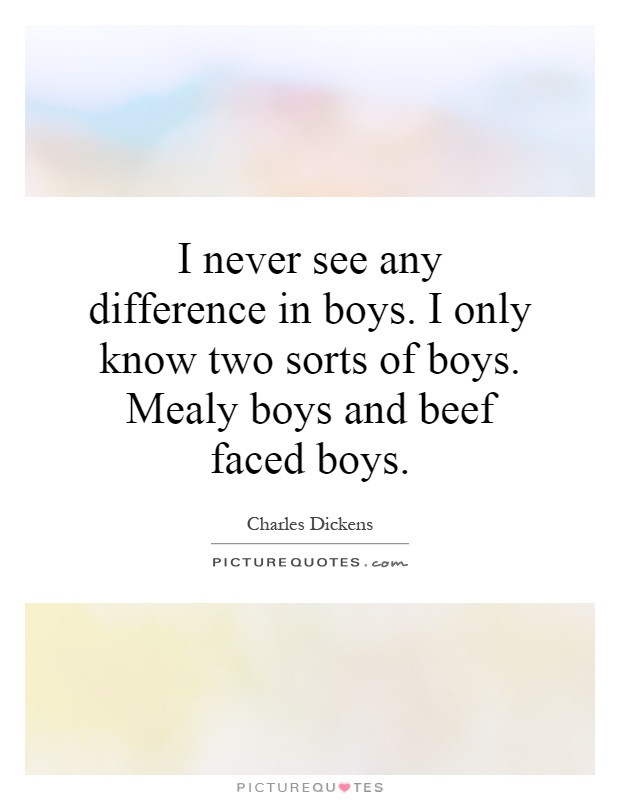 I never see any difference in boys. I only know two sorts of boys. Mealy boys and beef faced boys Picture Quote #1