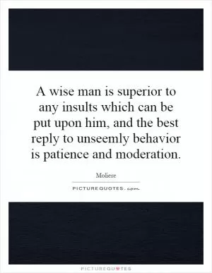 A wise man is superior to any insults which can be put upon him, and the best reply to unseemly behavior is patience and moderation Picture Quote #1