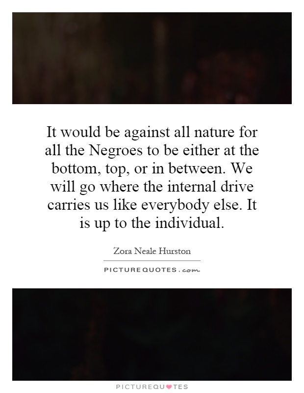 It would be against all nature for all the Negroes to be either at the bottom, top, or in between. We will go where the internal drive carries us like everybody else. It is up to the individual Picture Quote #1