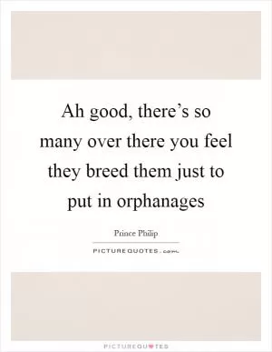 Ah good, there’s so many over there you feel they breed them just to put in orphanages Picture Quote #1
