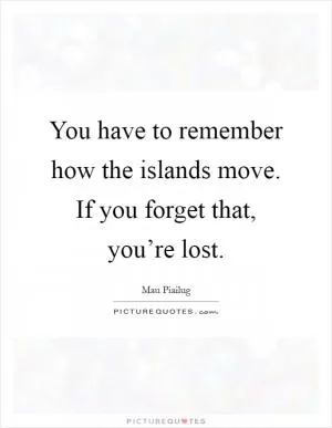You have to remember how the islands move. If you forget that, you’re lost Picture Quote #1